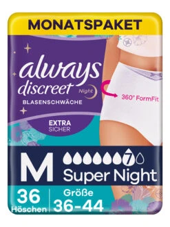 Monatsbox: Inkontinenz-Höschen "Super Night, Größe M", 4 X 9 Stück