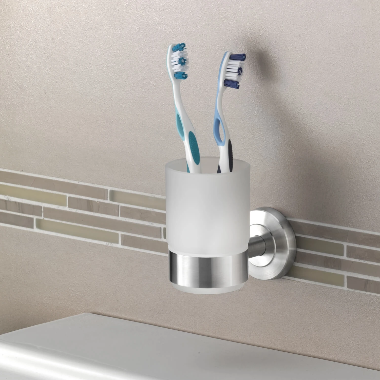 Zahnbürstenhalter Mit Wandhalter In Silber 2 Zahnbürstenhalter Mit Wandhalter In Silber – Bild 2