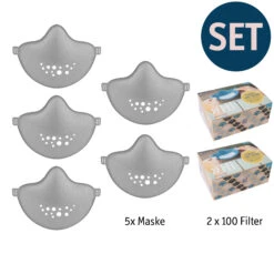 HI - Mund- Und Nasen- Maske + Ersatzfilter In Organic Grey