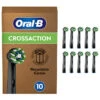 Oral B 10er-Set: Ersatz-Bürstenköpfe "Cross Action CleanMaximizer" In Schwarz/ Grün