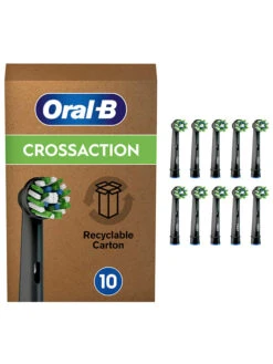 Oral B 10er-Set: Ersatz-Bürstenköpfe "Cross Action CleanMaximizer" In Schwarz/ Grün