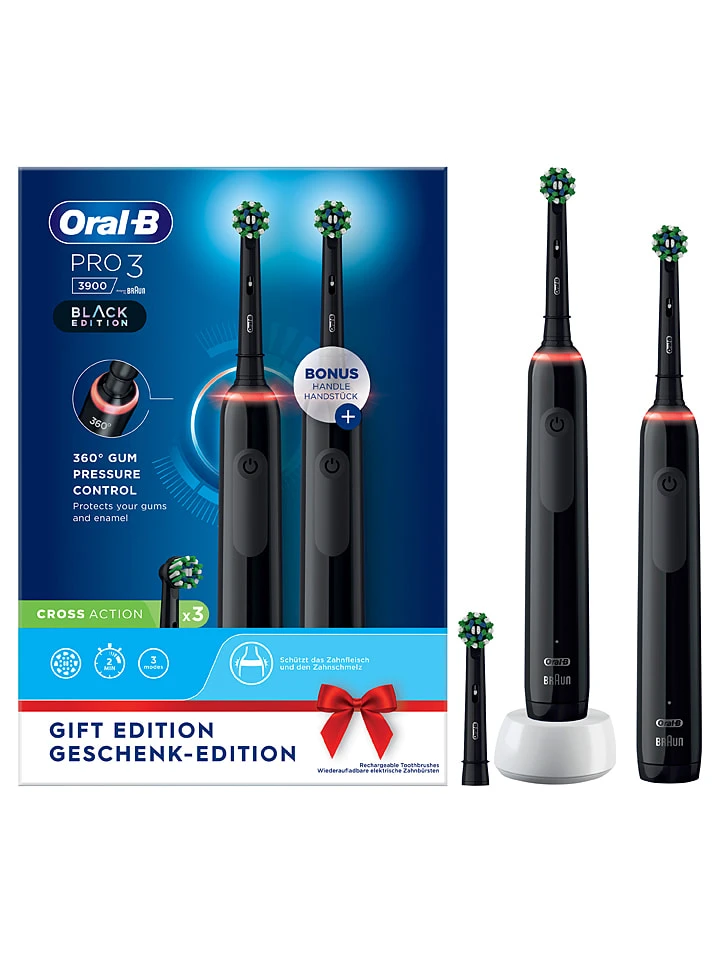 Oral B 2tlg. Set: Elektr. Zahnbürsten "Pro 3 3900" In Schwarz 9 Oral B 2tlg. Set: Elektr. Zahnbürsten "Pro 3 3900" In Schwarz – Bild 9