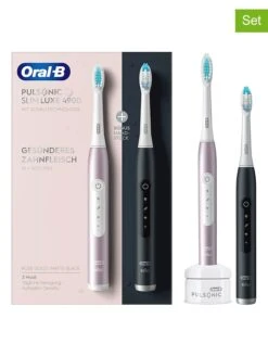 Oral B 2tlg. Set: Schallzahnbürsten "Pulsonic Slim Luxe 4900" In Schwarz/ Roségold