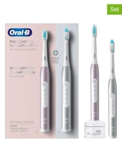 Oral B 2tlg. Set: Schallzahnbürsten "Pulsonic Slim Luxe 4900" In Silber/ Roségold