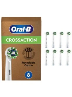 Oral B 8er-Set: Ersatz-Bürstenköpfe "Cross Action CleanMaximizer" In Weiß/ Grün