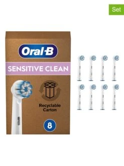Oral B 8er-Set: Ersatz-Bürstenköpfe "Sensitive Clean" In Weiß
